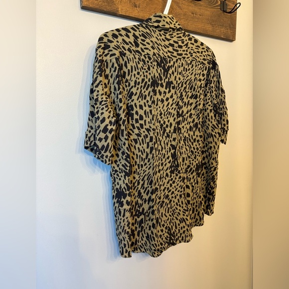 Zara Black and Tan Button Down Shirt with Leopard Print - Picture 8 of 9